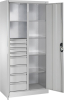 Flügeltürenschrank
B1200xT500xH1950 mm
RAL 7035, 8 Schubladen - More 1