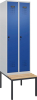 Garderobenschrank EVOLO
mit untergeb. Sitzbank
RAL 7035/5010, 2 Abteile - More 1