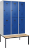 Doppelst. Schrank EVOLO
mit untergeb. Sitzbank
RAL7035/5010, 3x2Abteile - More 1