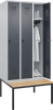 Garderobenschrank EVOLO
mit untergeb. Sitzbank
RAL 7035/7016, 3 Abteile - More 1
