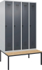 Garderobenschrank EVOLO
mit untergeb. Sitzbank
RAL 7035/7016, 4 Abteile - More 1