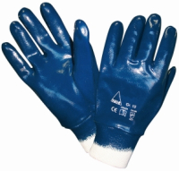 NITRIL-Schutzhandschuh blau
BLUE-PLUS vollbeschichtet 
mit Strickbund  -  EN 388
PSA-Kat. II - mittlere Risiken