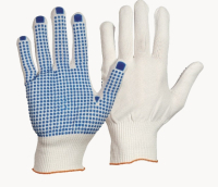 Nylon-Feinstrick-Handschuh 
GERA Gr. 10 weiß 
m. einseitiger blauer Benoppung