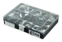 INOX KFZ-Schlauchschellensort.
W5 Gr. 12-20 bis 50-70 mm/9*
50-Stck-Kassette