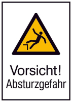 Warnschild Aluminium
B262xH371 mm
Vorsicht Absturzgefahr