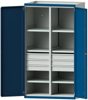 Schwerlastschrank
B1085xT690xH1950mm
RAL7035/5010 m.Mittelwand