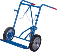 Stahlflaschenkarre 150 kg
2x40-50 l Gummi, Stützr.
