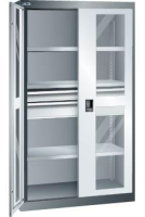 Flügeltürenschrank
B1100xT641xH1950mm
RAL 7035,Sichtfenstertür