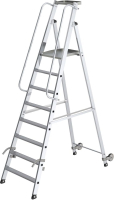 Alu-Stehleiter
8 Stufen, rollbar
Gesamthöhe 2,59 m