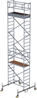 Rollgerüst m. Fahrbalken
Plattform B1800xT750 mm
Plattformhöhe 6,45 m