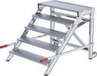 Alu-Arbeitspodest fahrbar
5 Alu-Stufen B 1000 mm
Podesthöhe 0,99 m