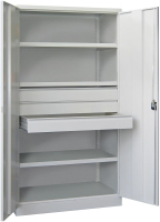 Schwerlastschrank m.Türen
H1950xB1040xT630 mm
3 FB, SL 3 x FH 125 mm