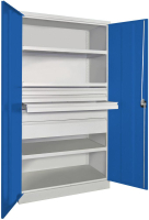 Schwerlastschrank m.Türen
H1950xB1040xT630 mm
3 FB,SL 3x75,1x125,175mm