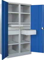 Schwerlastschrank m.Türen
H1950xB1040xT630 mm
6 FB,SL je 2x75,125,175mm