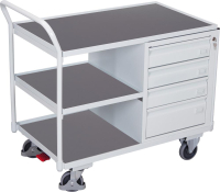Tischwagen 250kg
B1125xT625xH1010mm
RAL 7035
