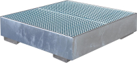 Auffangwanne mit
geraden Wänden
mit Gitterrost, 300 ltr.
1230x1230x360mm,verz.
