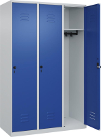 Garderobenschrank CLASSIC
B1200xT500xH1850 mm
RAL 7035/5010, 3 Abteile
