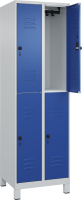 Doppelst. Schrank CLASSIC
B600xT500xH1950 mm
RAL 7035/5010, 2x2Abteile