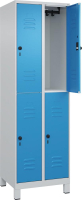 Doppelst. Schrank CLASSIC
B600xT500xH1950 mm
RAL 7035/5012, 2x2Abteile