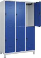 Doppelst. Schrank CLASSIC
B1200xT500xH1950 mm
RAL 7035/5010, 3x2Abteile