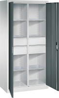 Flügeltürenschrank
B930xT500xH1950 mm
RAL7035/7016,4Schubladen