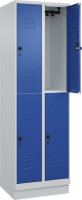 Doppelst. Schrank CLASSIC
B600xT500xH1950 mm
RAL 7035/5010, 2x2Abteile