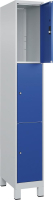 Fächerschrank CLASSIC
B300xT500xH1950 mm
RAL 7035/5010, 1x3 Fächer