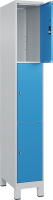 Fächerschrank CLASSIC
B300xT500xH1950 mm
RAL 7035/5012, 1x3 Fächer