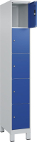 Fächerschrank CLASSIC
B300xT500xH1950 mm
RAL 7035/5010, 1x5 Fächer