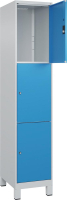 Fächerschrank CLASSIC
B400xT500xH1950 mm
RAL 7035/5012, 1x3 Fächer