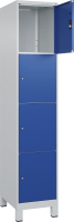 Fächerschrank CLASSIC
B400xT500xH1950 mm
RAL 7035/5010, 1x4 Fächer