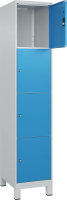 Fächerschrank CLASSIC
B400xT500xH1950 mm
RAL 7035/5012, 1x4 Fächer