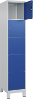 Fächerschrank CLASSIC
B400xT500xH1950 mm
RAL 7035/5010, 1x5 Fächer