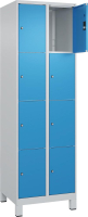 Fächerschrank CLASSIC
B600xT500xH1950 mm
RAL 7035/5012, 2x4 Fächer
