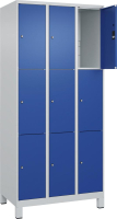Fächerschrank CLASSIC
B900xT500xH1950 mm
RAL 7035/5010, 3x3 Fächer