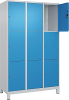 Fächerschrank CLASSIC
B1200xT500xH1950 mm
RAL 7035/5012, 3x3 Fächer
