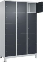 Fächerschrank CLASSIC
B1200xT500xH1950 mm
RAL 7035/7016, 3x5 Fächer