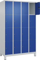 Fächerschrank CLASSIC
B1200xT500xH1950 mm
RAL 7035/5010, 4x4 Fächer