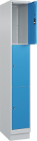 Fächerschrank CLASSIC
B300xT500xH1950 mm
RAL 7035/5012, 1x3 Fächer
