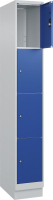 Fächerschrank CLASSIC
B300xT500xH1950 mm
RAL 7035/5010, 1x4 Fächer