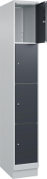Fächerschrank CLASSIC
B300xT500xH1950 mm
RAL 7035/7016, 1x4 Fächer
