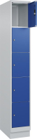 Fächerschrank CLASSIC
B300xT500xH1950 mm
RAL 7035/5010, 1x5 Fächer