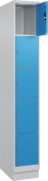 Fächerschrank CLASSIC
B300xT500xH1950 mm
RAL 7035/5012, 1x5 Fächer