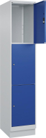 Fächerschrank CLASSIC
B400xT500xH1950 mm
RAL 7035/5010, 1x3 Fächer