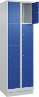 Fächerschrank CLASSIC
B600xT500xH1950 mm
RAL 7035/5010, 2x4 Fächer