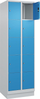 Fächerschrank CLASSIC
B600xT500xH1950 mm
RAL 7035/5012, 2x5 Fächer