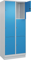 Fächerschrank CLASSIC
B800xT500xH1950 mm
RAL 7035/5012, 2x3 Fächer
