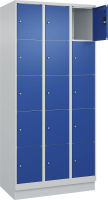 Fächerschrank CLASSIC
B900xT500xH1950 mm
RAL 7035/5010, 3x5 Fächer