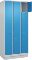 Fächerschrank CLASSIC
B900xT500xH1950 mm
RAL 7035/5012, 3x5 Fächer