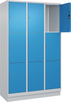 Fächerschrank CLASSIC
B1200xT500xH1950 mm
RAL 7035/5012, 3x3 Fächer